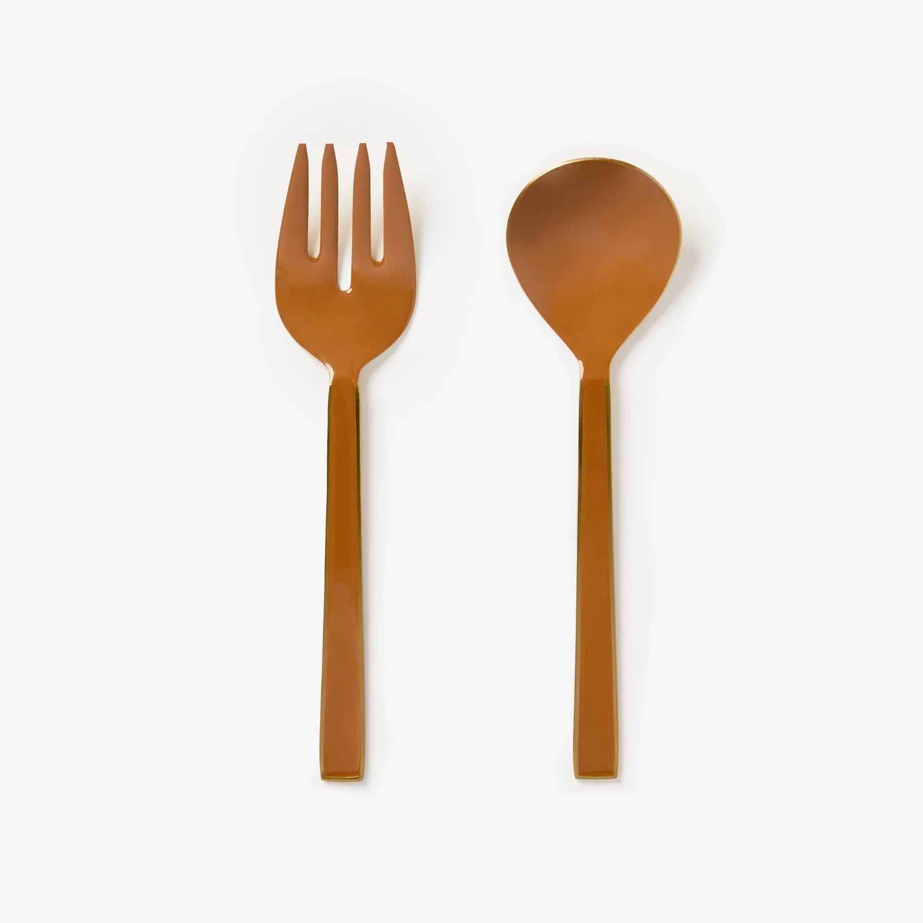 BONNIE AND NEIL ENAMEL SALAD SERVERS: TAN