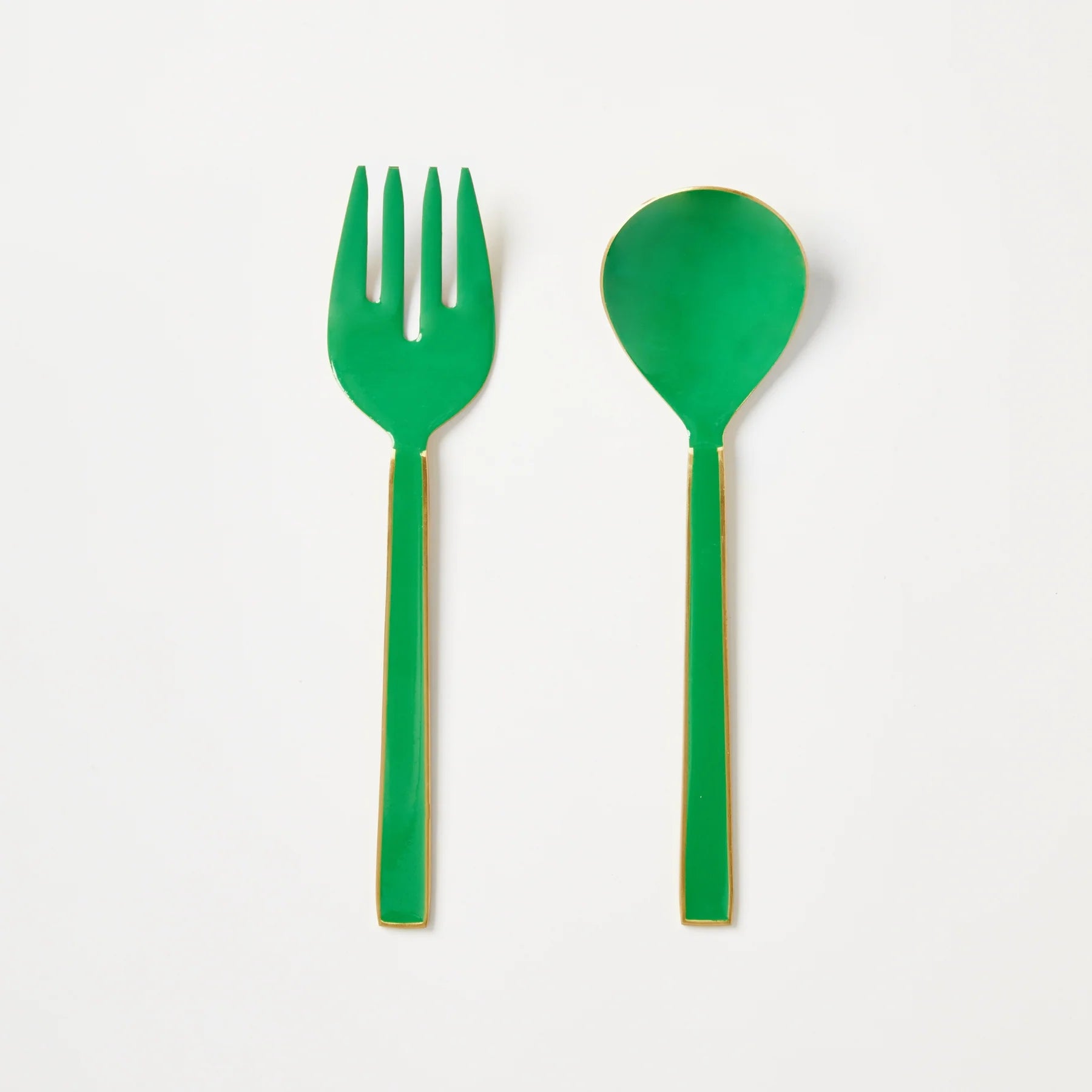 BONNIE AND NEIL ENAMEL SALAD SERVERS: EMERALD