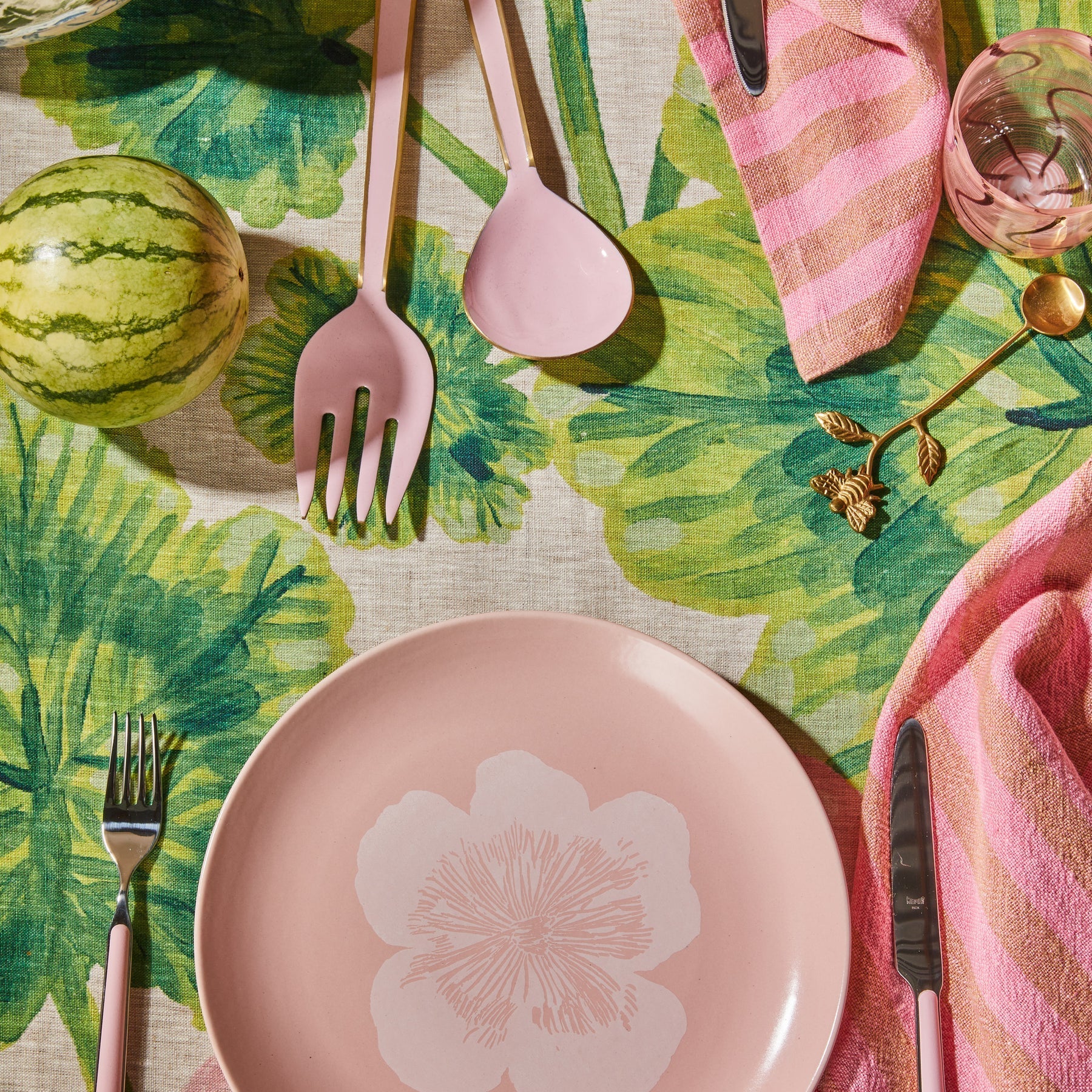 BONNIE AND NEIL IN THE GARDEN ENAMEL SALAD SERVERS: ROSE