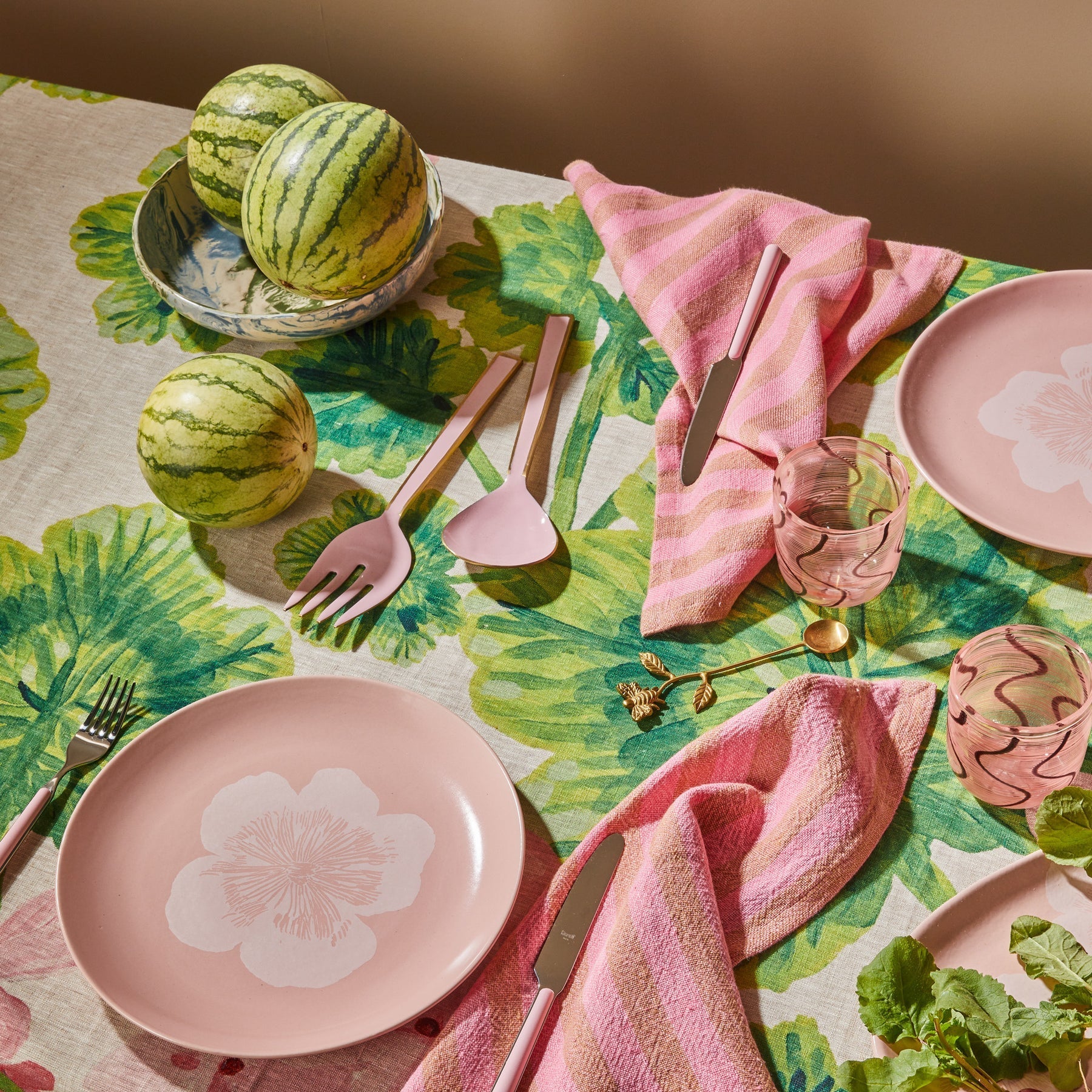 BONNIE AND NEIL IN THE GARDEN ENAMEL SALAD SERVERS: ROSE