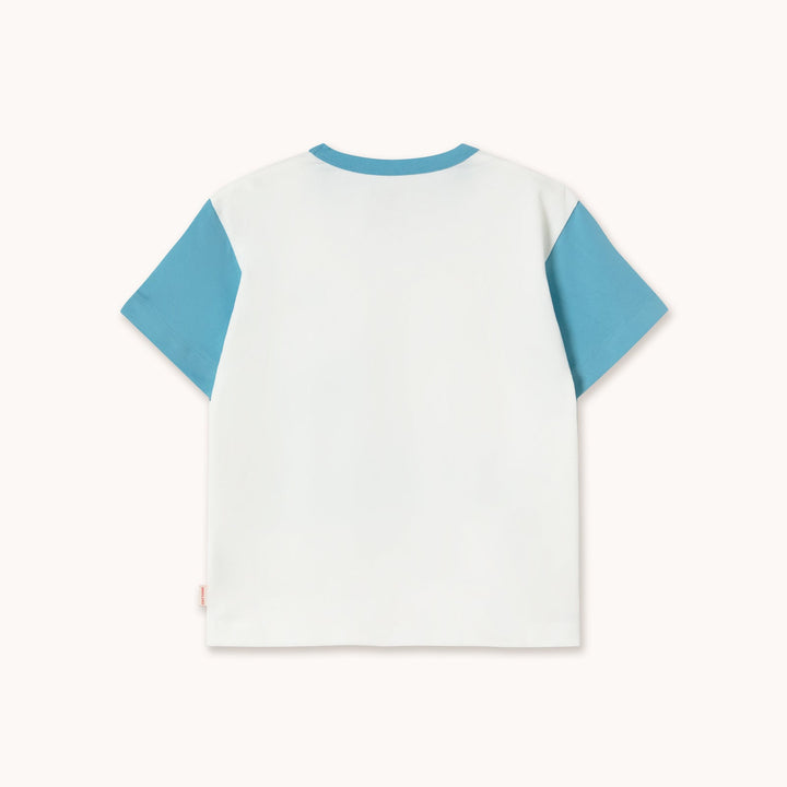 TINY COTTONS BLUE SWAN GRAPHIC TEE: OFF-WHITE