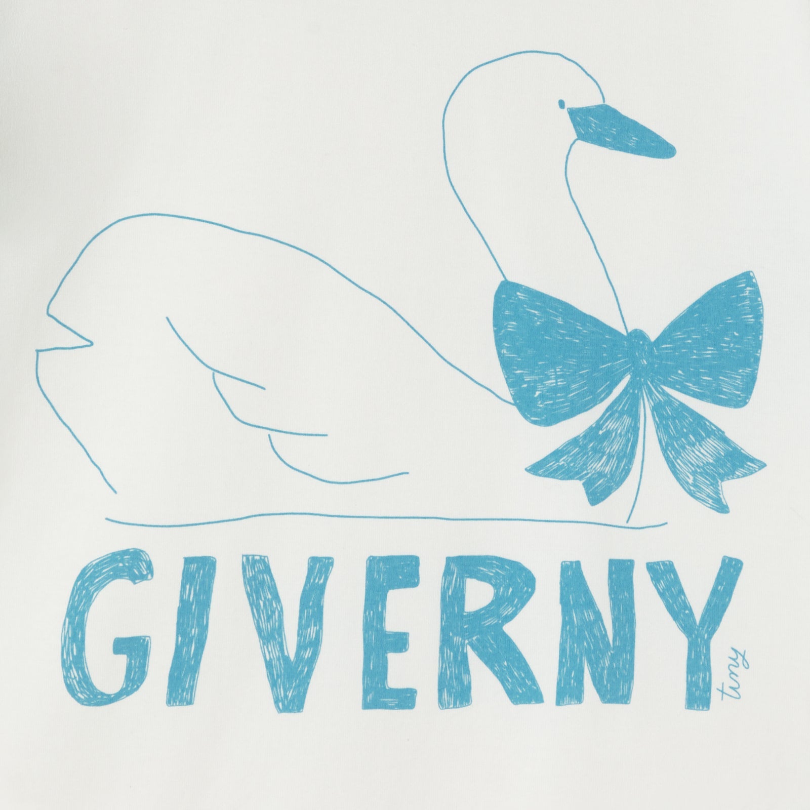 TINY COTTONS BLUE SWAN GRAPHIC TEE: OFF-WHITE