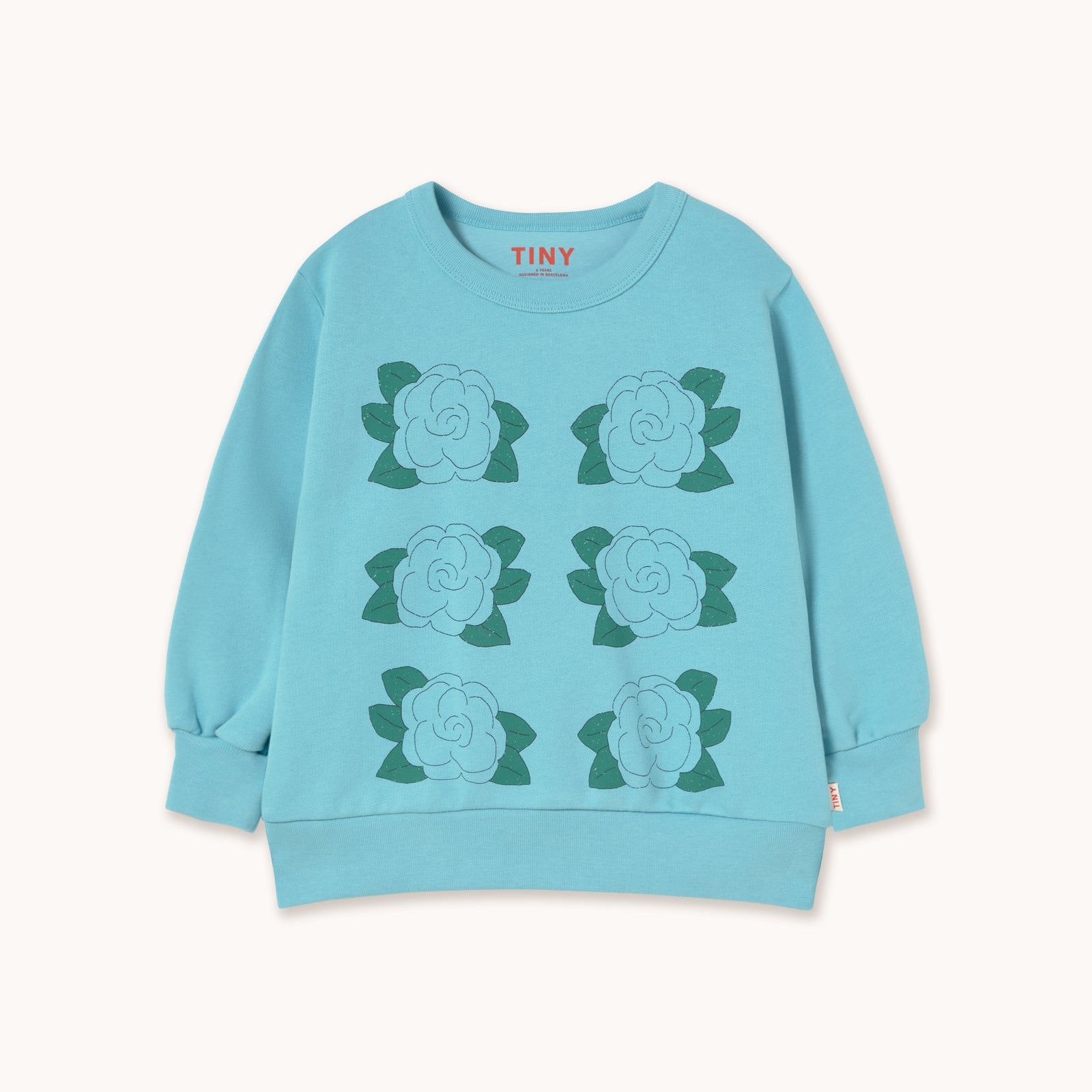 TINY COTTONS BLUE FLOWERS GRAPHIC SWEATSHIRT: LIGHT CYAN