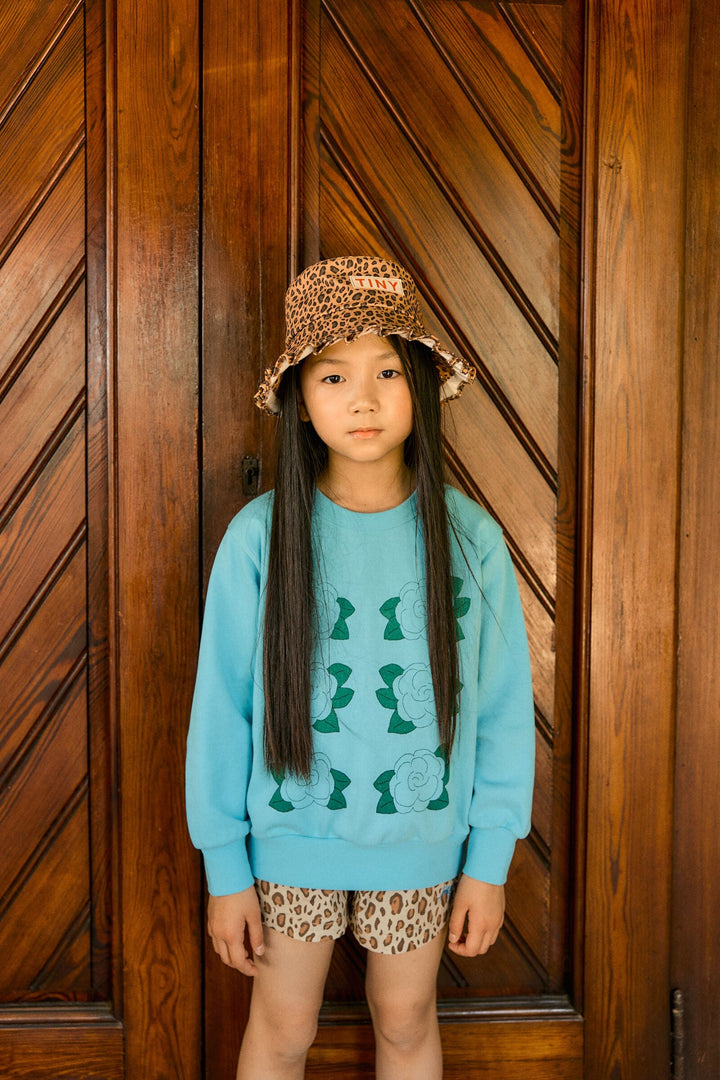 Tiny Cottons Blue Flowers Graphic Sweatshirt: Light Cyan