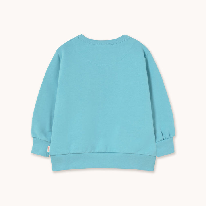 TINY COTTONS BLUE FLOWERS GRAPHIC SWEATSHIRT: LIGHT CYAN