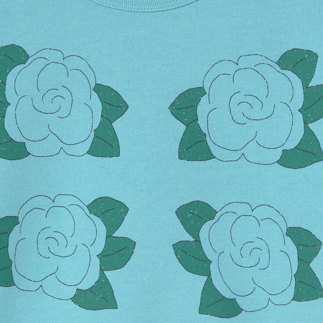 TINY COTTONS BLUE FLOWERS GRAPHIC SWEATSHIRT: LIGHT CYAN