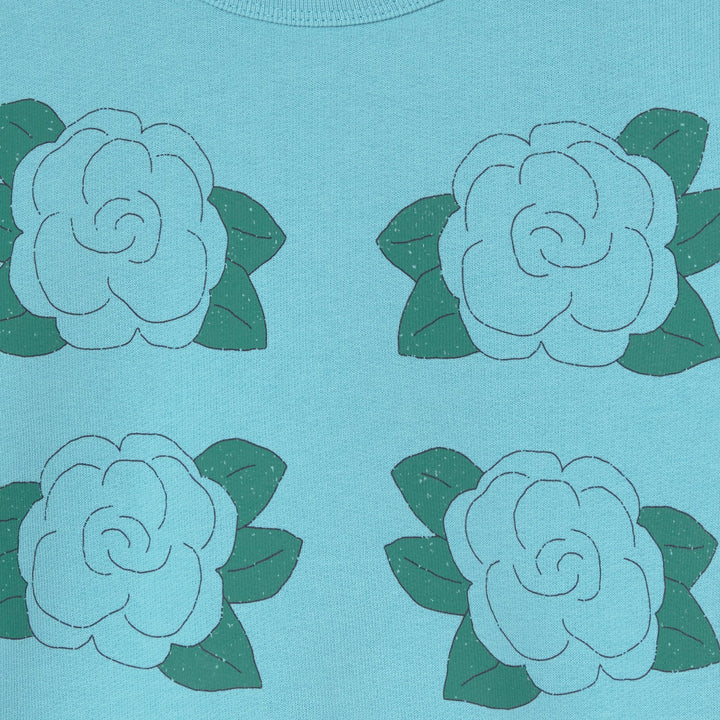 TINY COTTONS BLUE FLOWERS GRAPHIC SWEATSHIRT: LIGHT CYAN