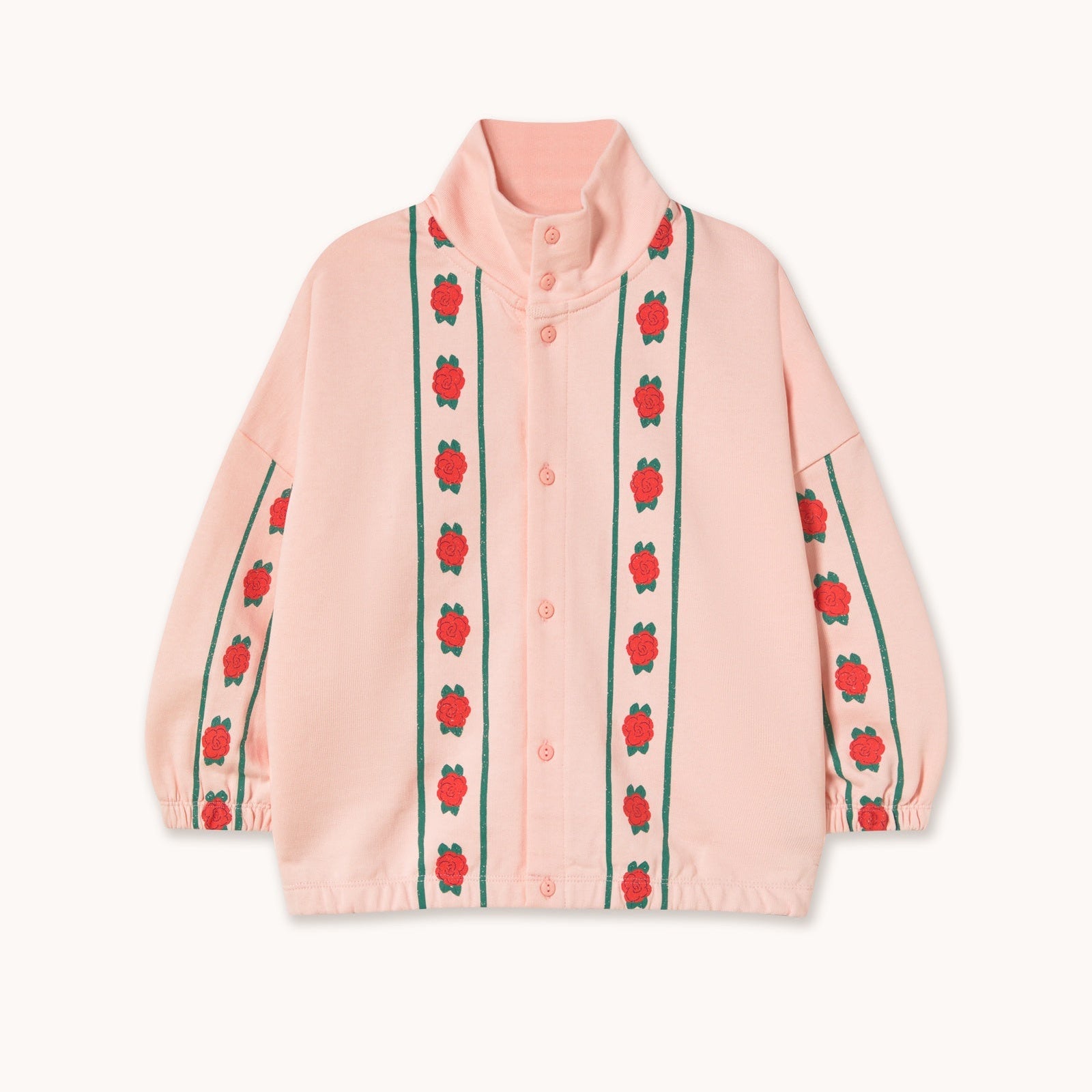 TINY COTTONS ROSES MOCKNECK SWEATSHIRT: PASTEL PINK