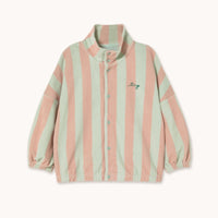 TINY COTTONS STRIPES TOWEL MOCKNECK SWEATSHIRT: WILD ROSE