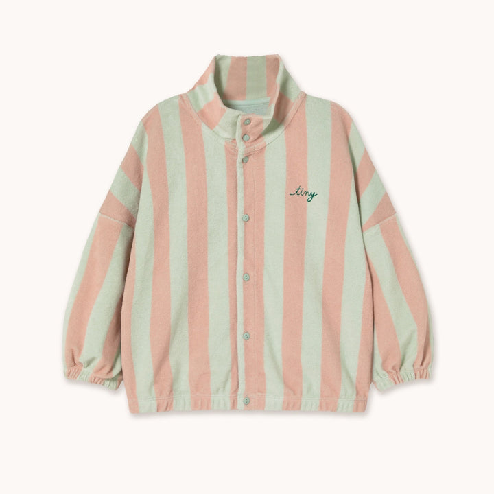 TINY COTTONS STRIPES TOWEL MOCKNECK SWEATSHIRT: WILD ROSE