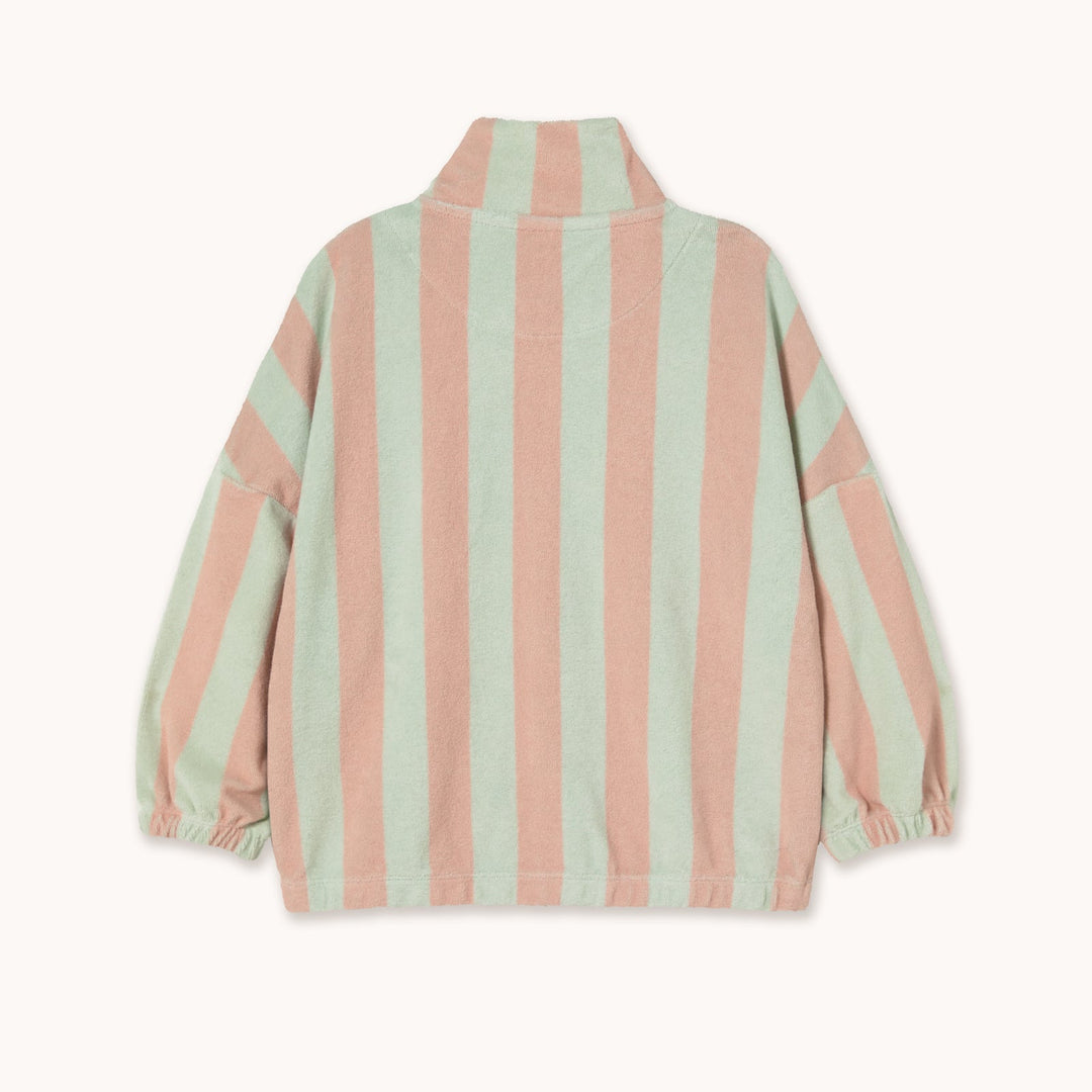 TINY COTTONS STRIPES TOWEL MOCKNECK SWEATSHIRT: WILD ROSE