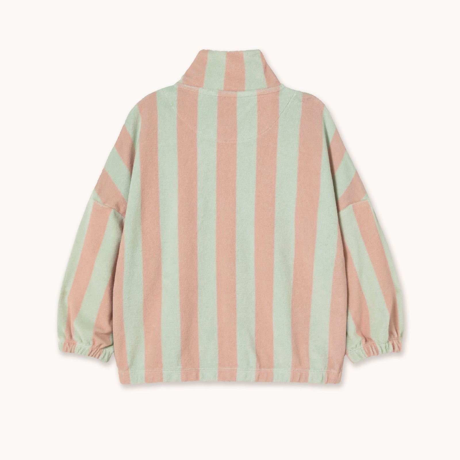 TINY COTTONS STRIPES TOWEL MOCKNECK SWEATSHIRT: WILD ROSE