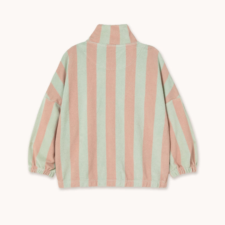 TINY COTTONS STRIPES TOWEL MOCKNECK SWEATSHIRT: WILD ROSE