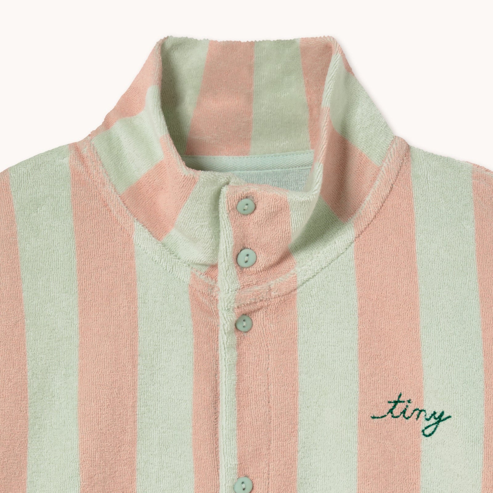 TINY COTTONS STRIPES TOWEL MOCKNECK SWEATSHIRT: WILD ROSE