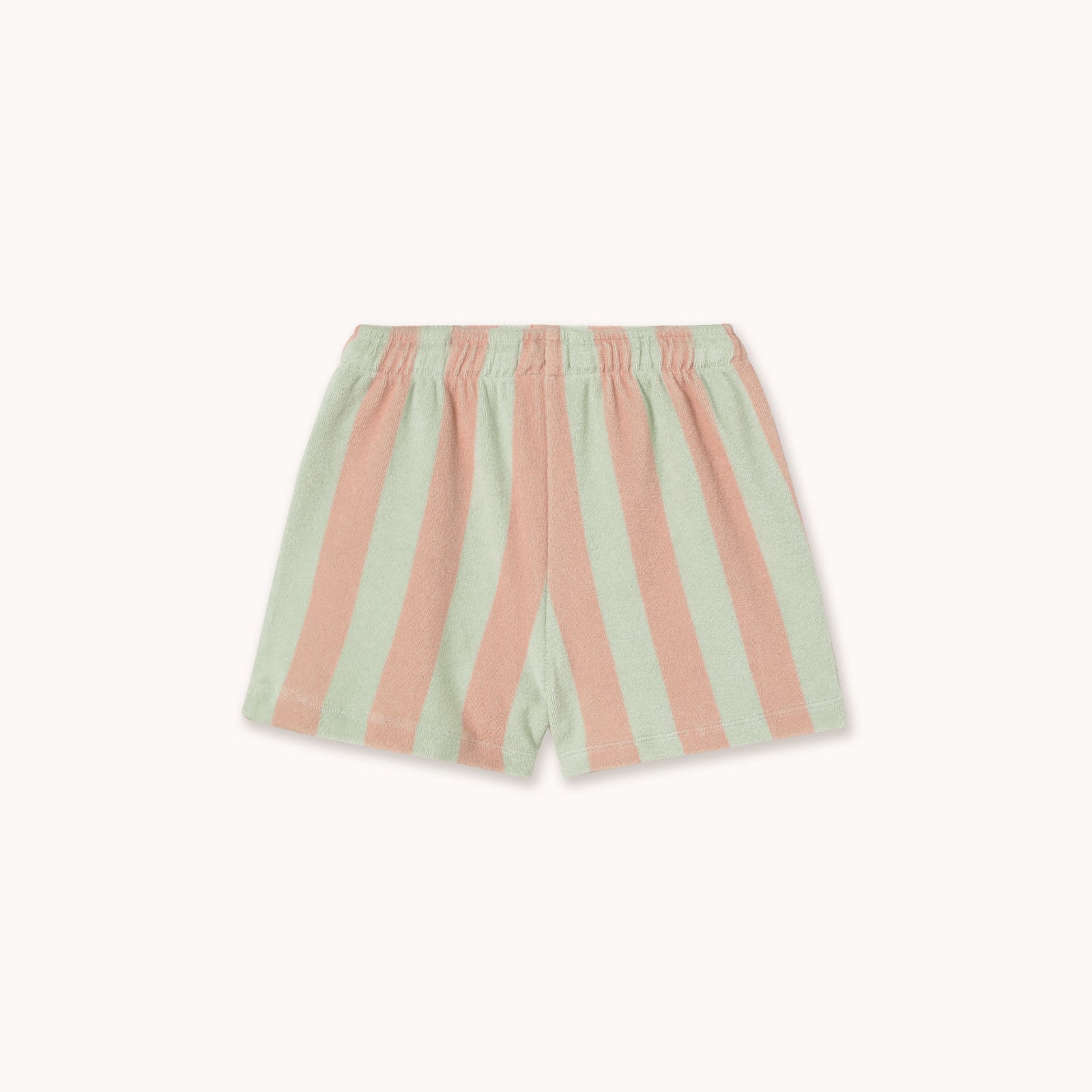 TINY COTTONS STRIPES TOWEL SHORTS: WILD ROSE