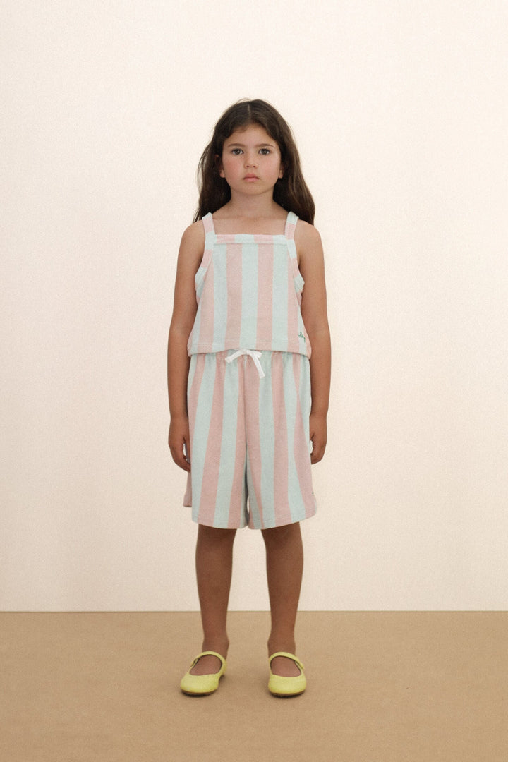 Tiny Cottons Stripes Towel Shorts: Wild Rose - image 4