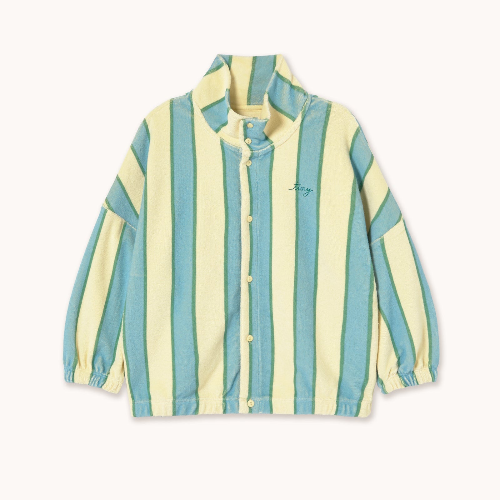 TINY COTTONS RETRO STRIPES TOWEL MOCKNECK SWEATSHIRT: DUSTY YELLOW