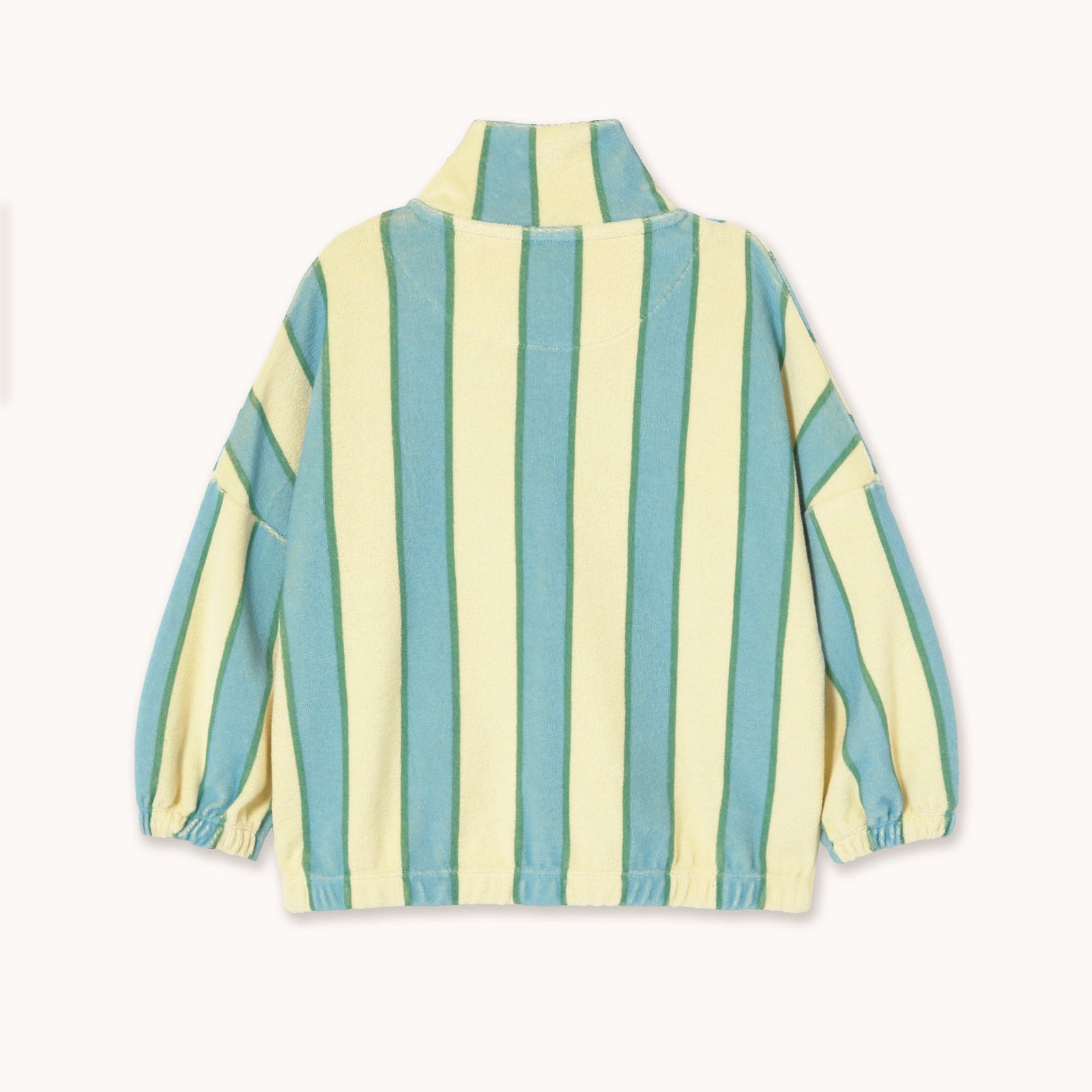 TINY COTTONS RETRO STRIPES TOWEL MOCKNECK SWEATSHIRT: DUSTY YELLOW