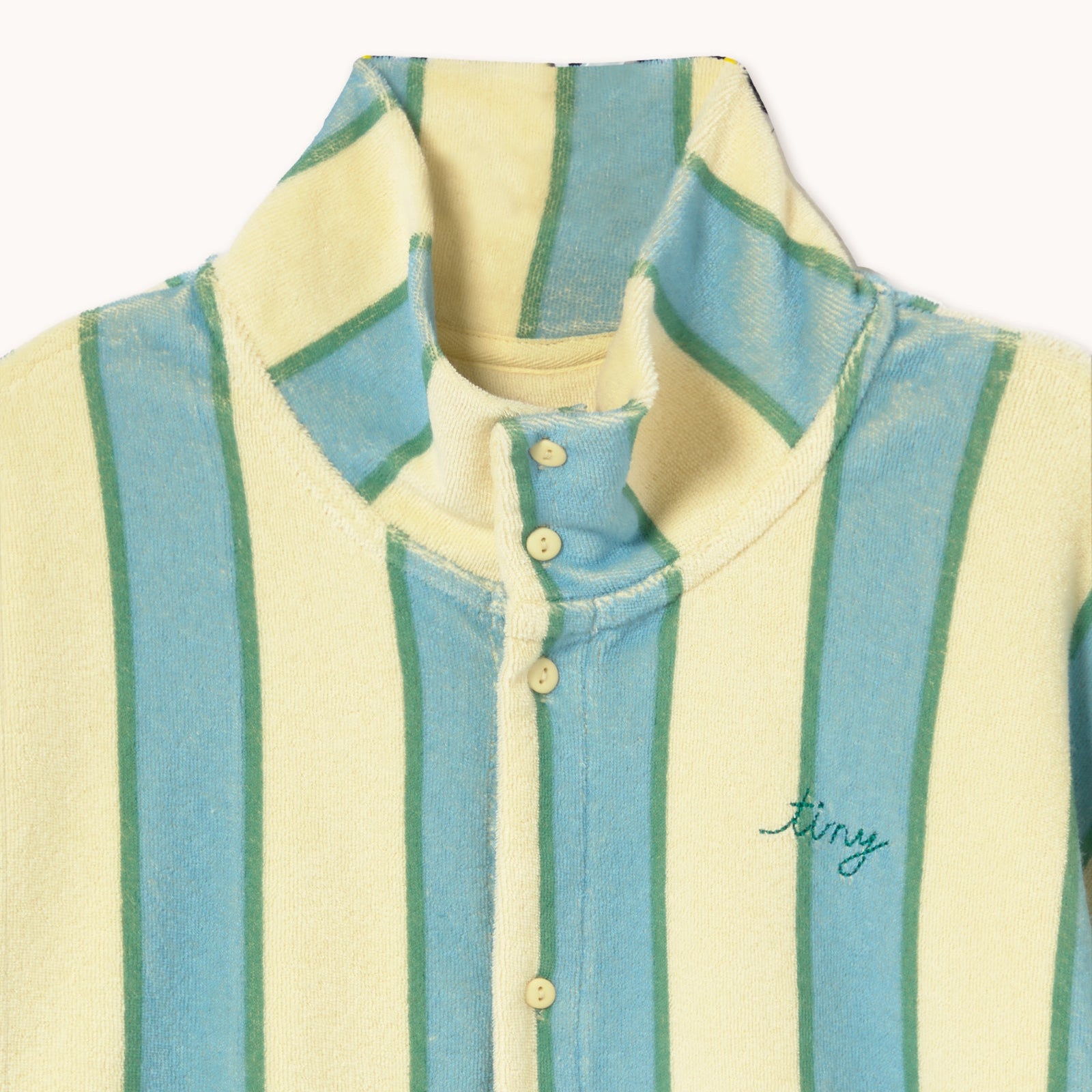TINY COTTONS RETRO STRIPES TOWEL MOCKNECK SWEATSHIRT: DUSTY YELLOW
