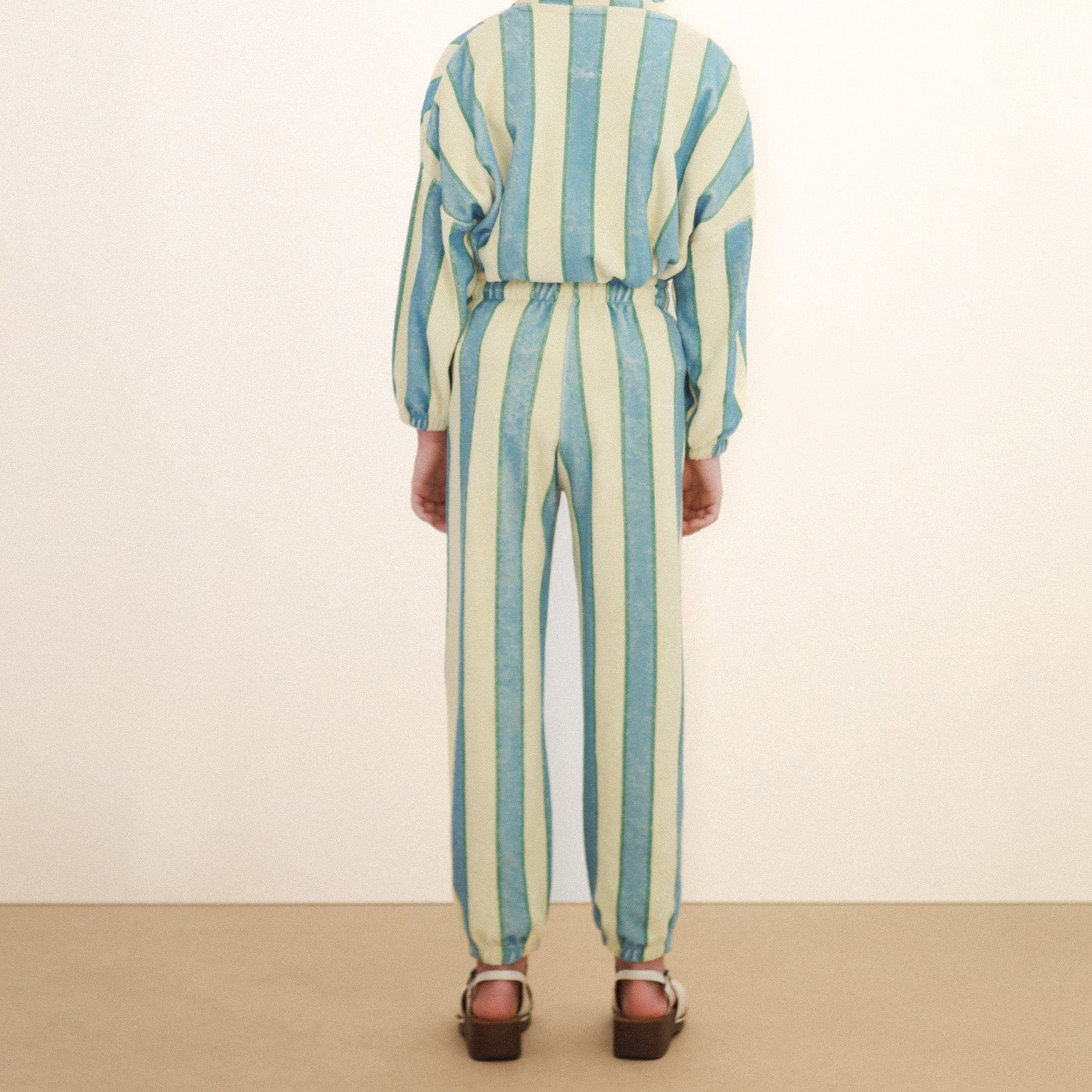 TINY COTTONS RETRO STRIPES TOWEL SWEATPANTS: DUSTY YELLOW