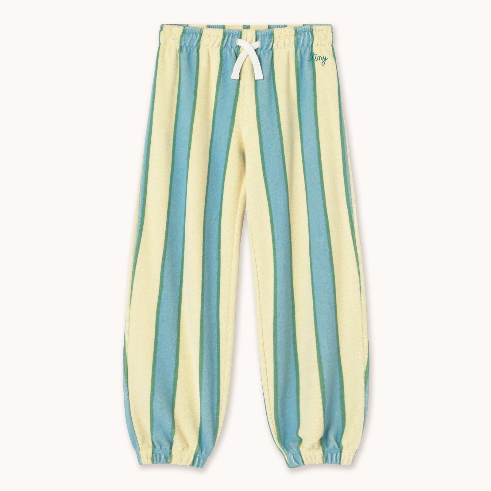 TINY COTTONS RETRO STRIPES TOWEL SWEATPANTS: DUSTY YELLOW