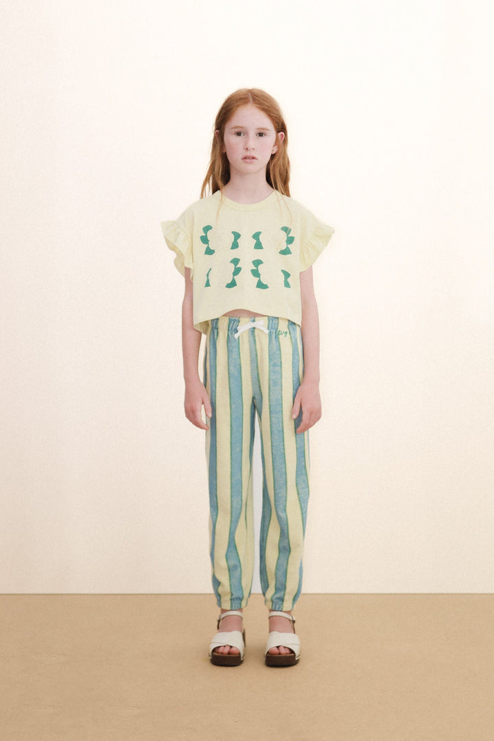 Tiny Cottons Retro Stripes Towel Sweatpants: Dusty Yellow