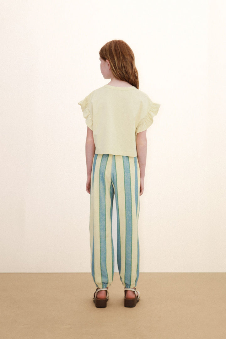 Tiny Cottons Retro Stripes Towel Sweatpants: Dusty Yellow