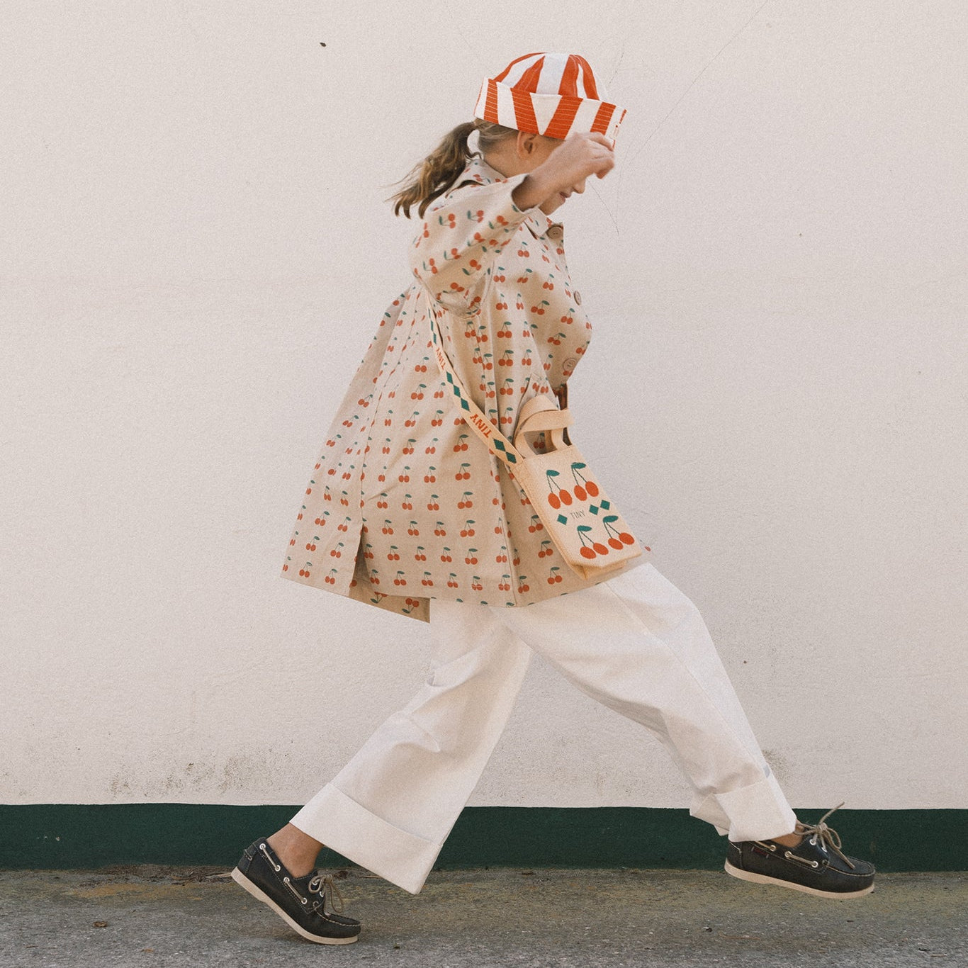 TINY COTTONS CHERRIES MINI BAG: DUSTY YELLOW