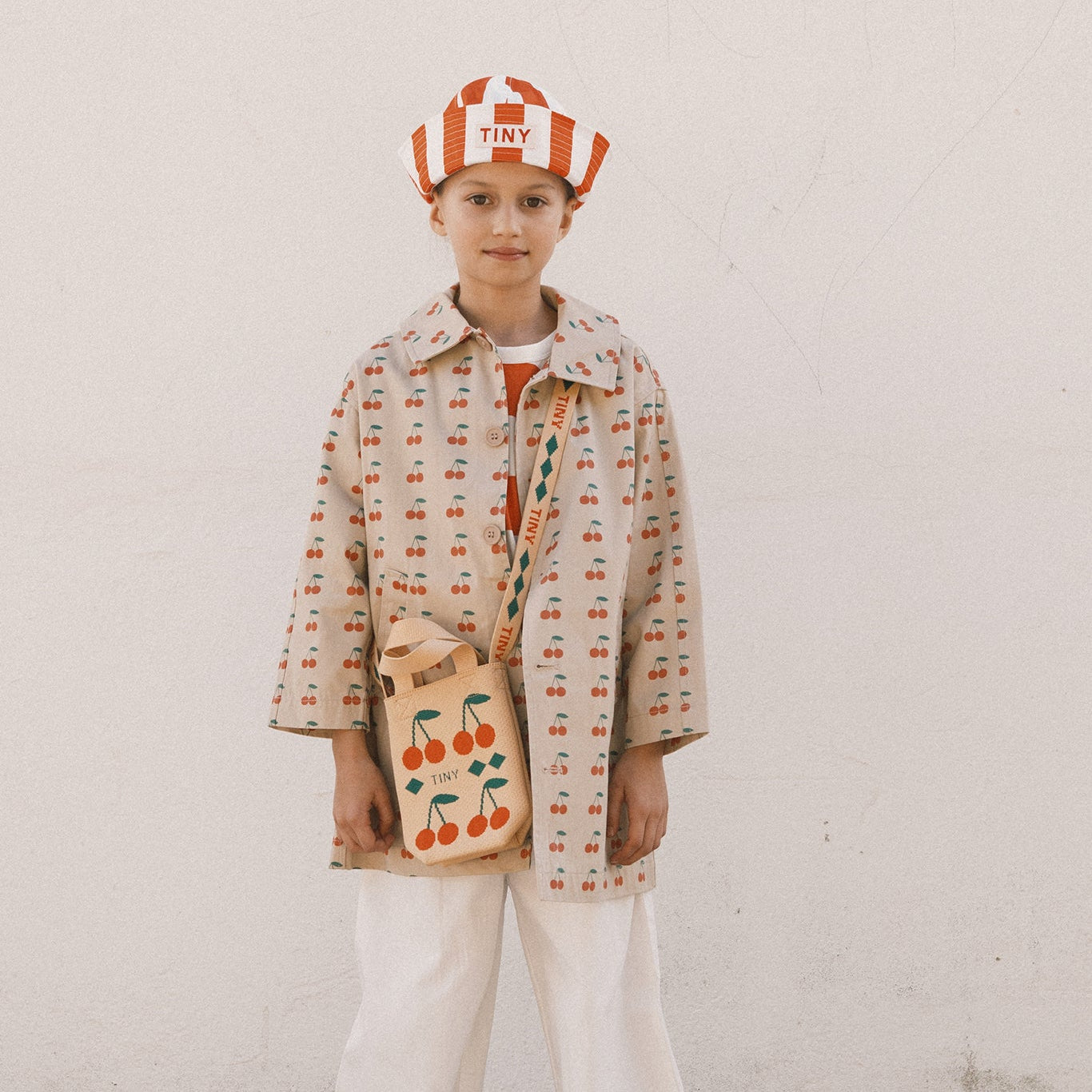 TINY COTTONS CHERRIES MINI BAG: DUSTY YELLOW