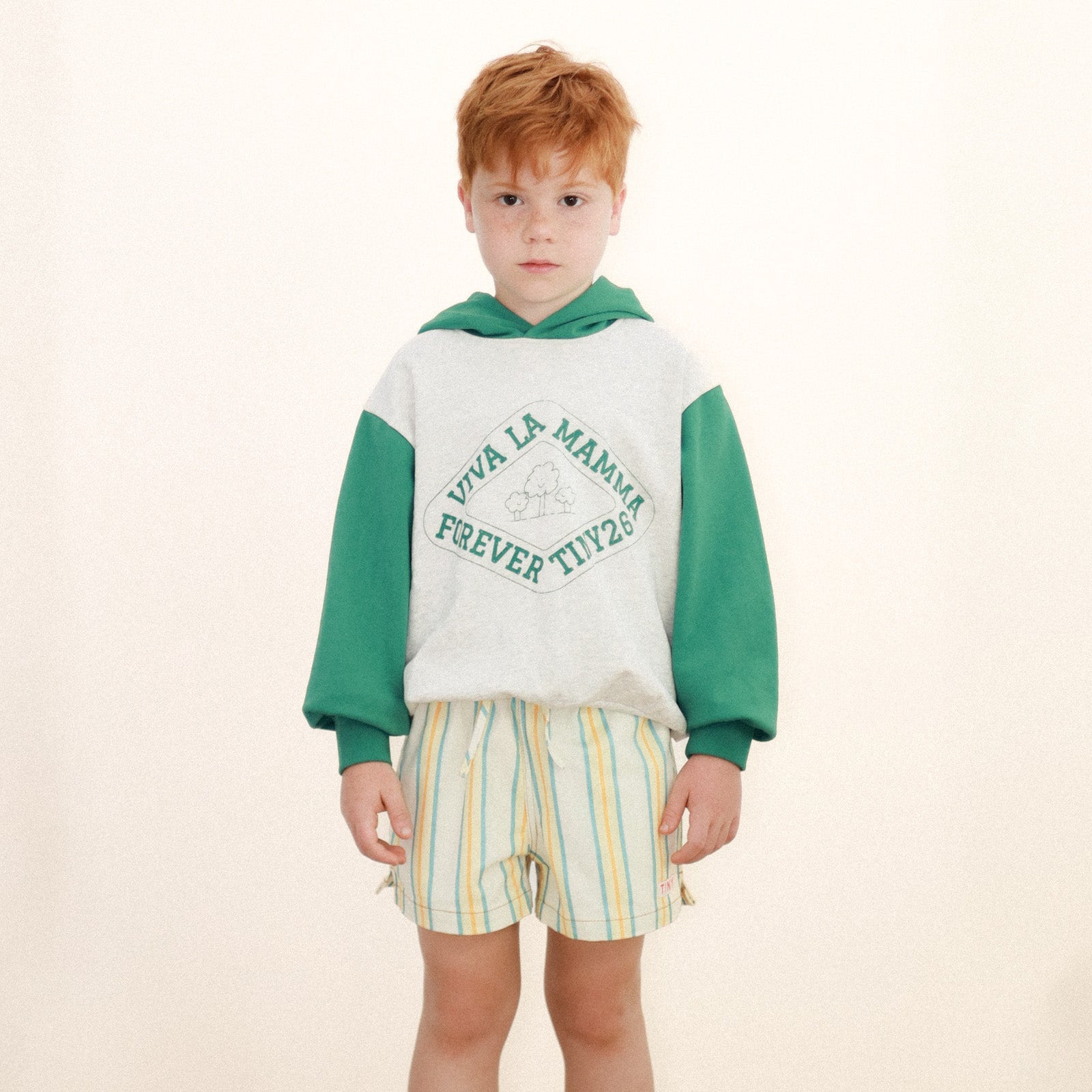 TINY COTTONS FOREVER TINY GRAPHIC HOODIE: CREAM HEATHER