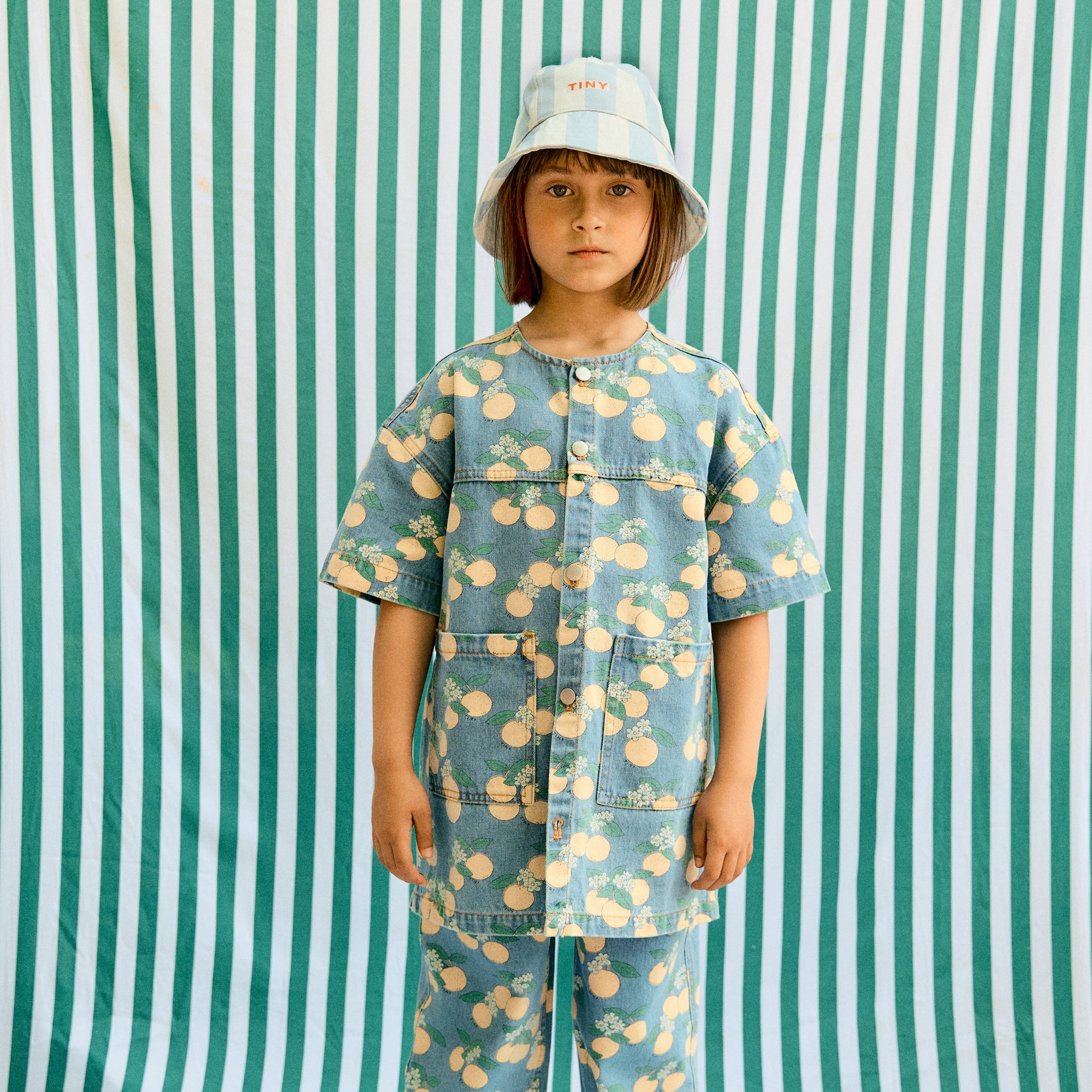 TINY COTTONS ORANGES DENIM DRESS