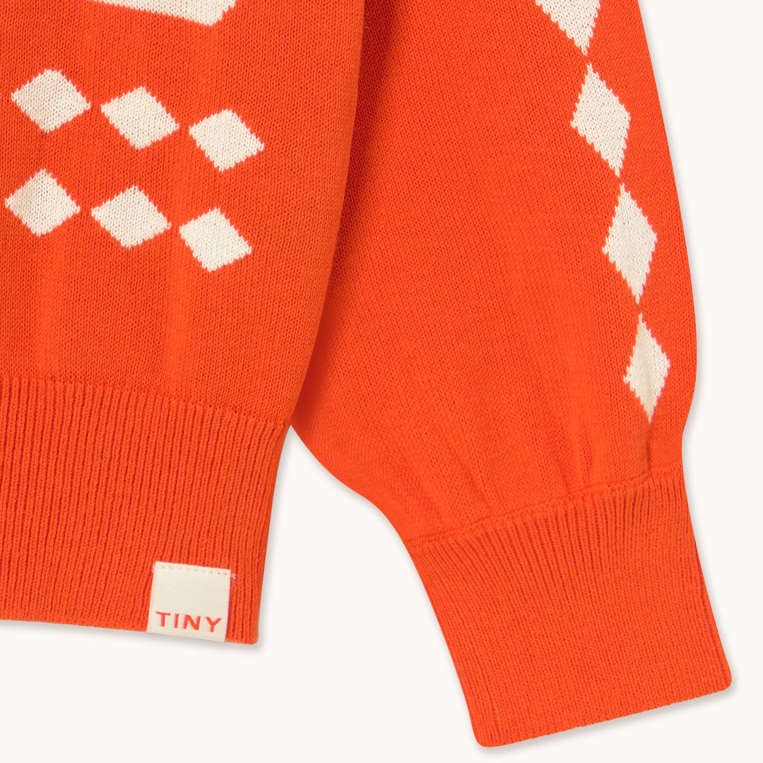 TINY COTTONS SWANS DIAMOND CARDIGAN: SUMMER RED