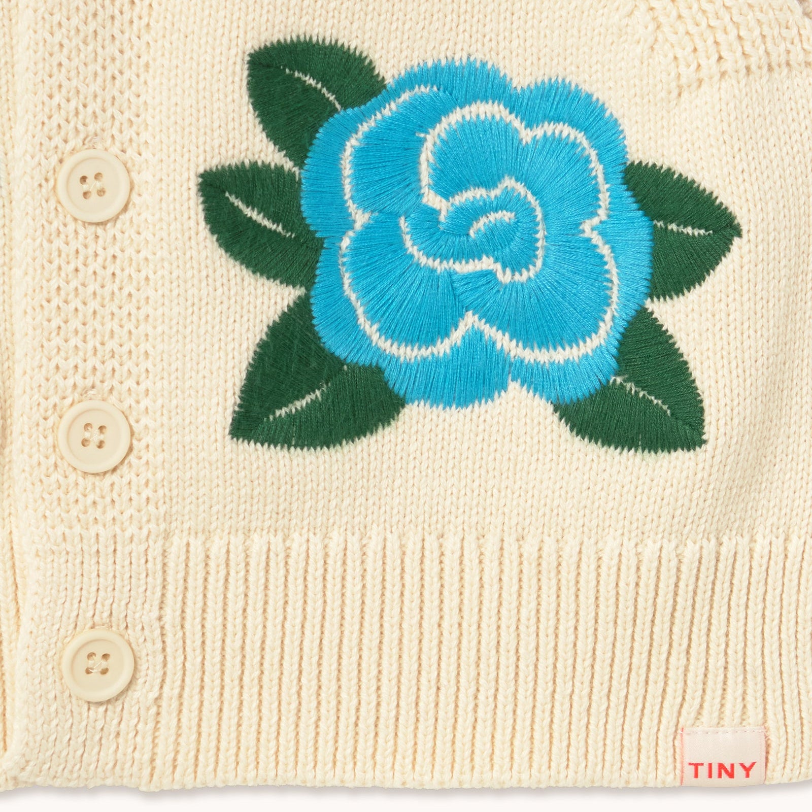 TINY COTTONS FLOWERS KNITTED VEST: LIGHT CREAM