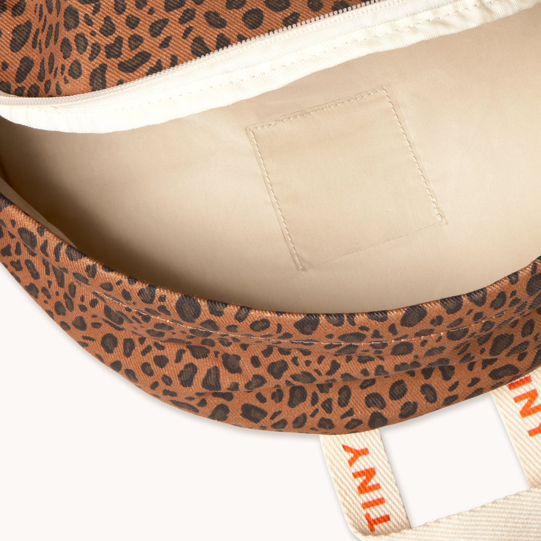 TINY COTTONS MINI ANIMAL PRINT BACKPACK: LIGHT BROWN