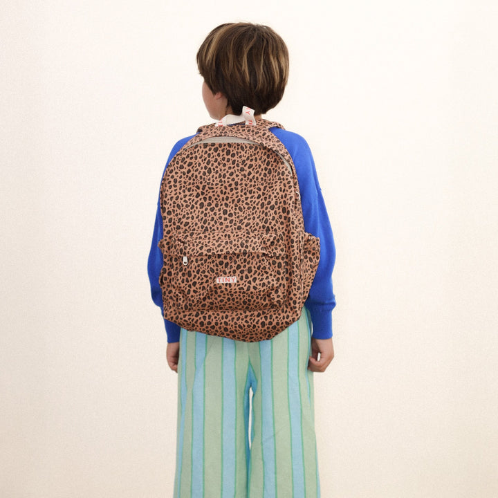 TINY COTTONS MINI ANIMAL PRINT BACKPACK: LIGHT BROWN