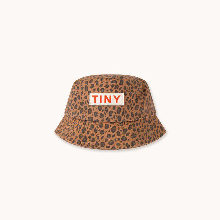 TINY COTTONS MINI ANIMAL PRINT BUCKET HAT: LIGHT BROWN