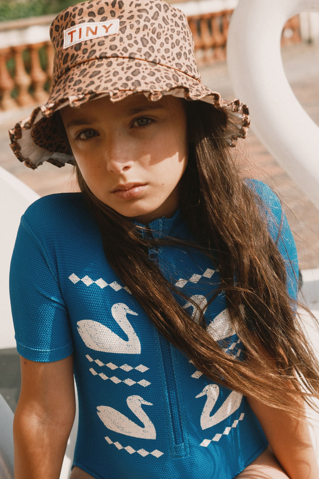 Tiny Cottons Mini Animal Print Bucket Hat: Light Brown