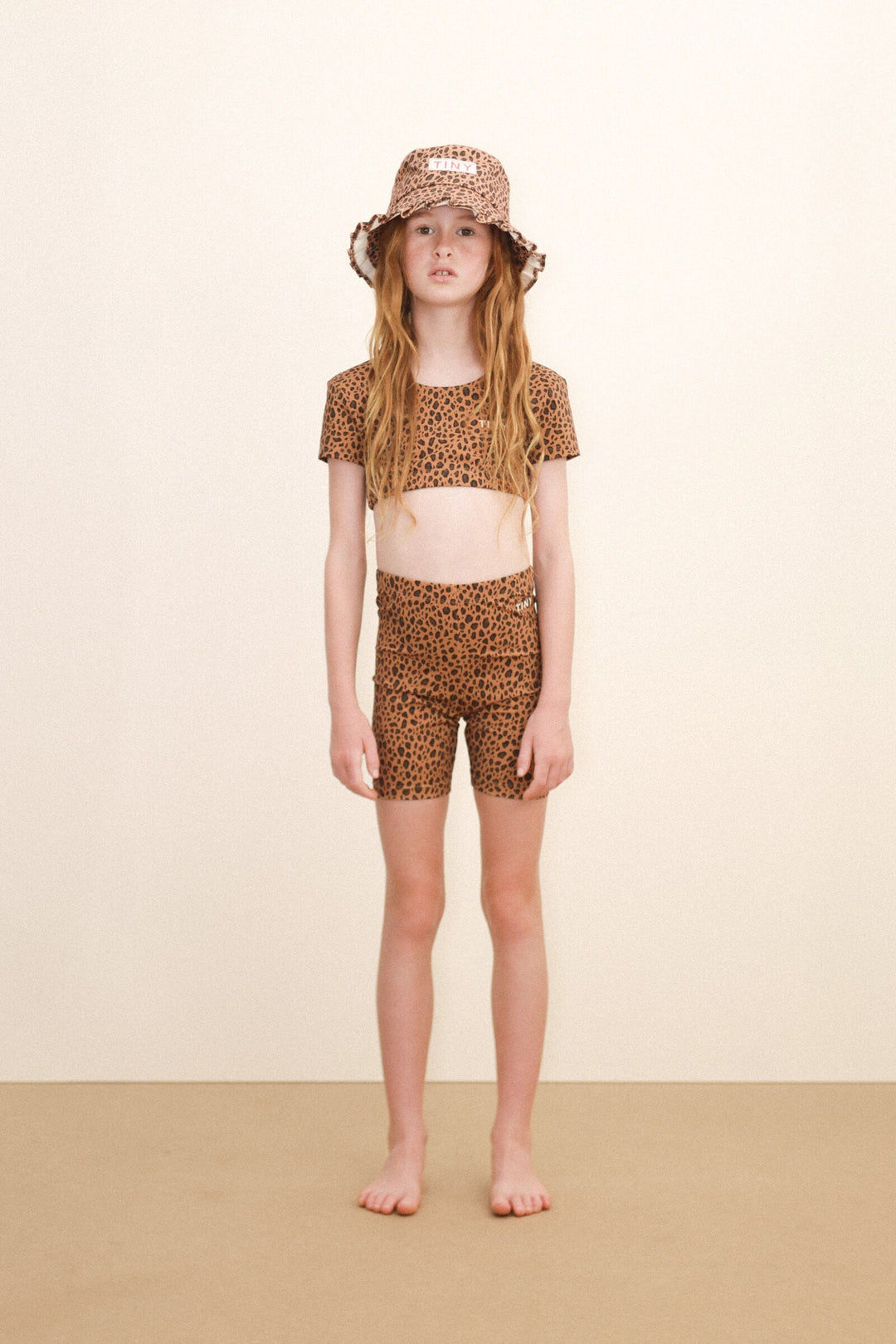 Tiny Cottons Mini Animal Print Bucket Hat: Light Brown