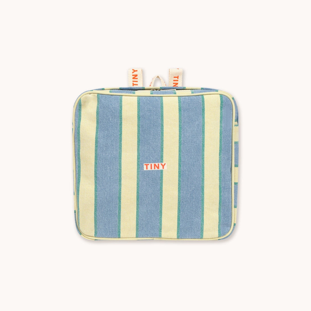 TINY COTTONS RETRO STRIPES TODDLER BACKPACK: LIGHT WASH DENIM