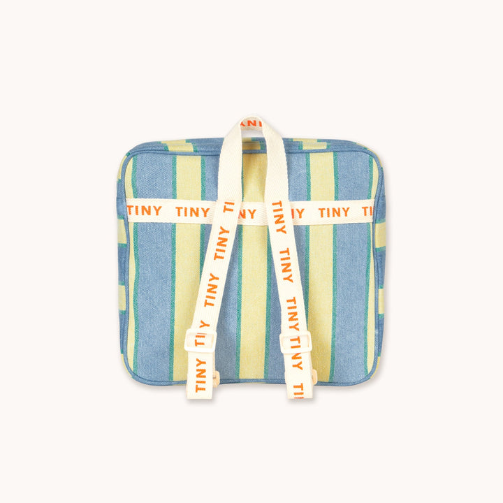 TINY COTTONS RETRO STRIPES TODDLER BACKPACK: LIGHT WASH DENIM