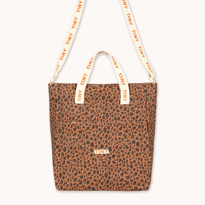TINY COTTONS MINI ANIMAL PRINT SHOES BAG: LIGHT BROWN
