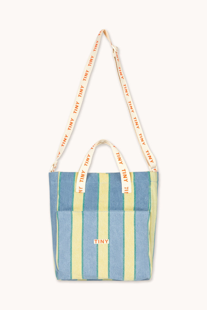 Tiny Cottons Retro Stripes Shoes Bag: Light Wash Denim - image 1