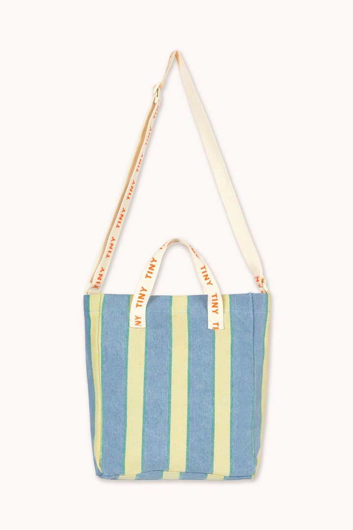 Tiny Cottons Retro Stripes Shoes Bag: Light Wash Denim - image 2