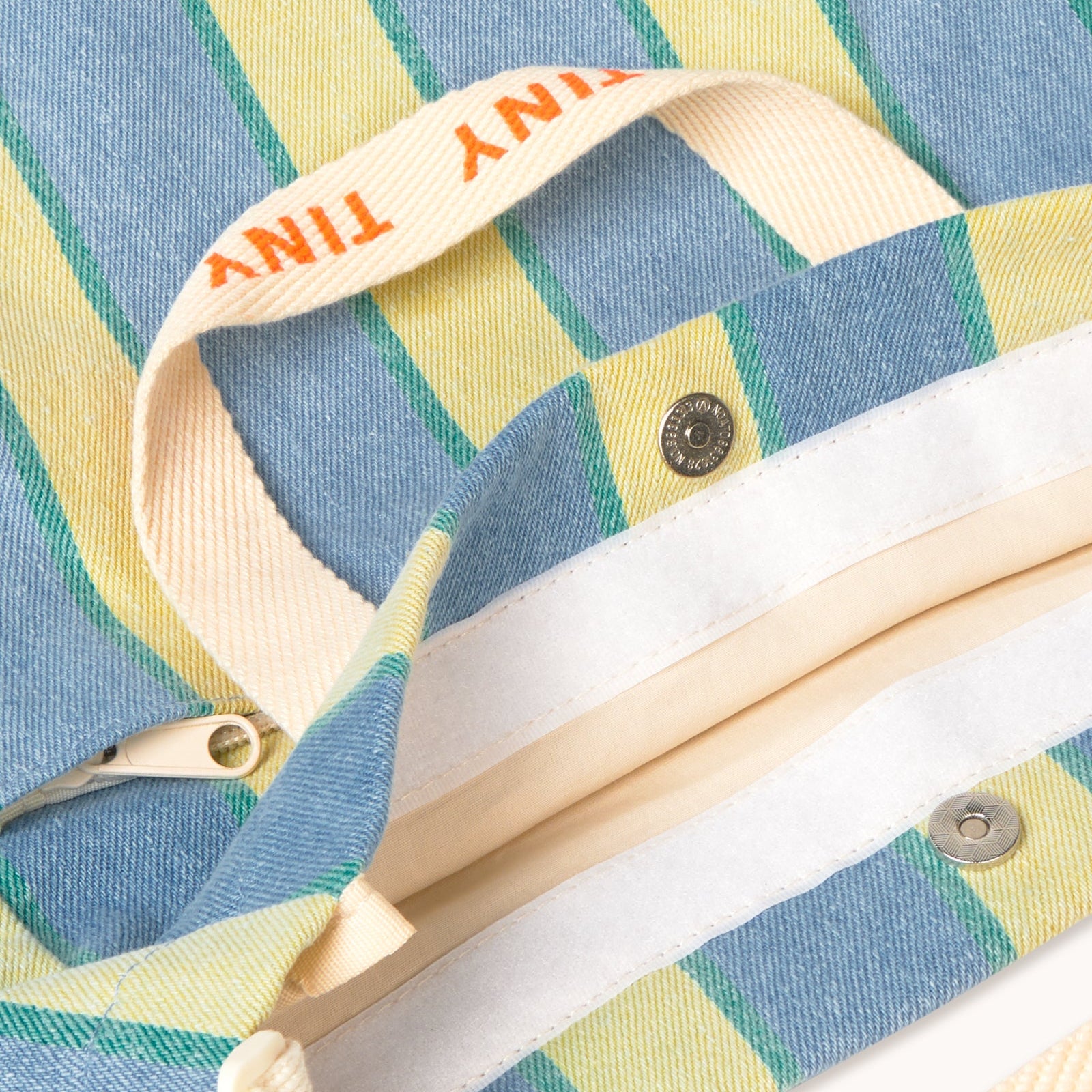 TINY COTTONS RETRO STRIPES SHOES BAG: LIGHT WASH DENIM