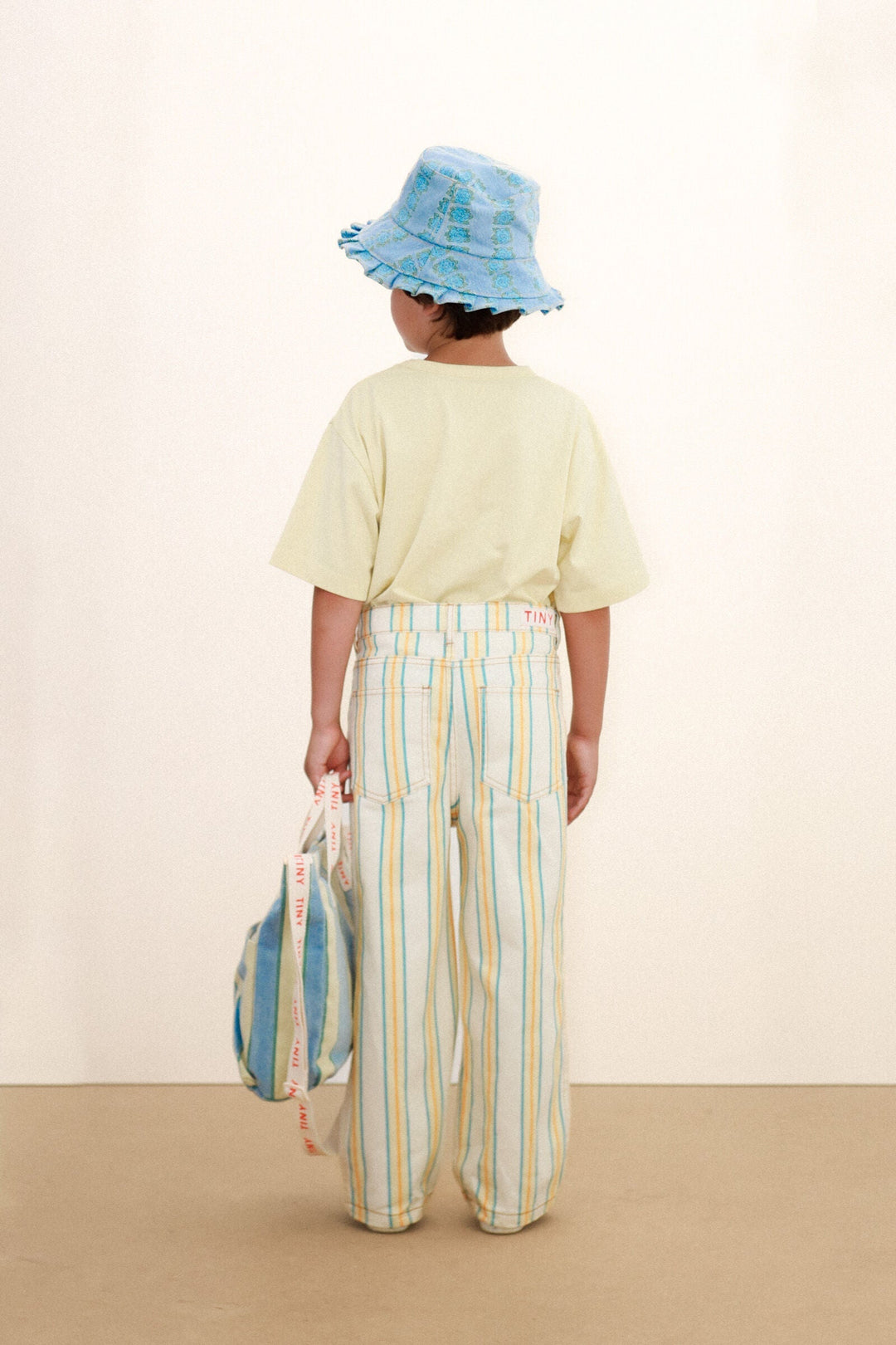 Tiny Cottons Retro Stripes Shoes Bag: Light Wash Denim - image 5