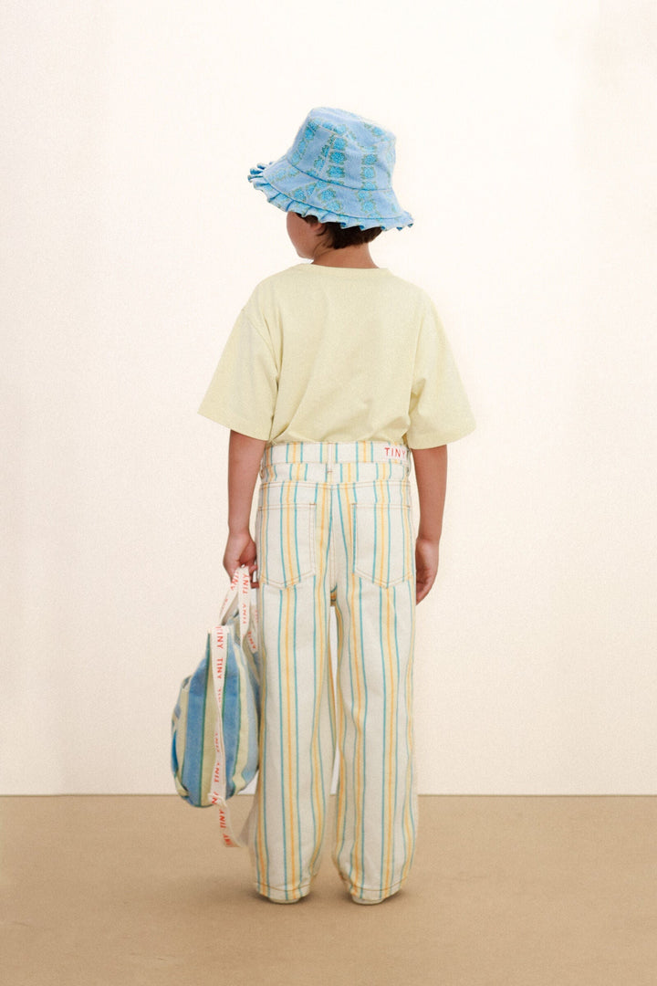 Tiny Cottons Retro Stripes Shoes Bag: Light Wash Denim - image 5