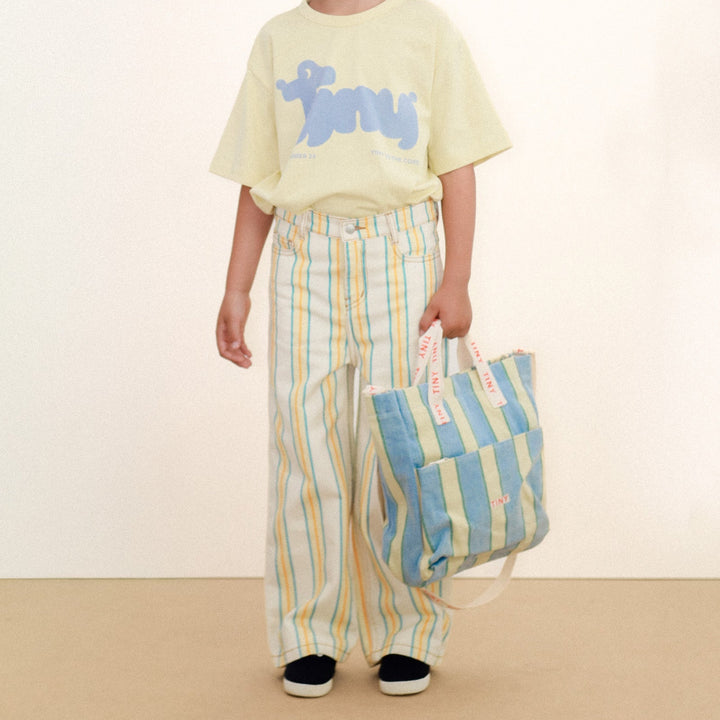 TINY COTTONS RETRO STRIPES SHOES BAG: LIGHT WASH DENIM