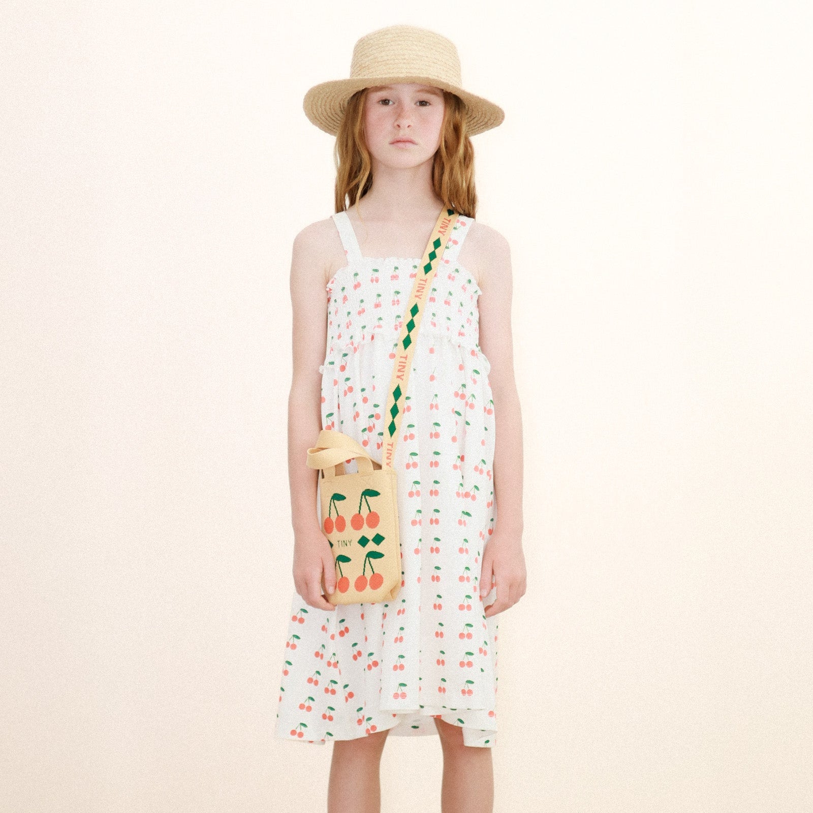 TINY COTTONS CHERRIES MINI BAG: DUSTY YELLOW