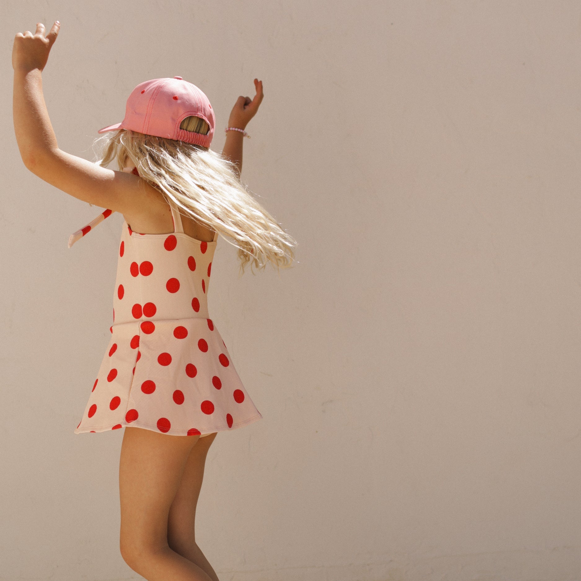 SMALL SWIM CLUB RED POLKA SWIM DRESS