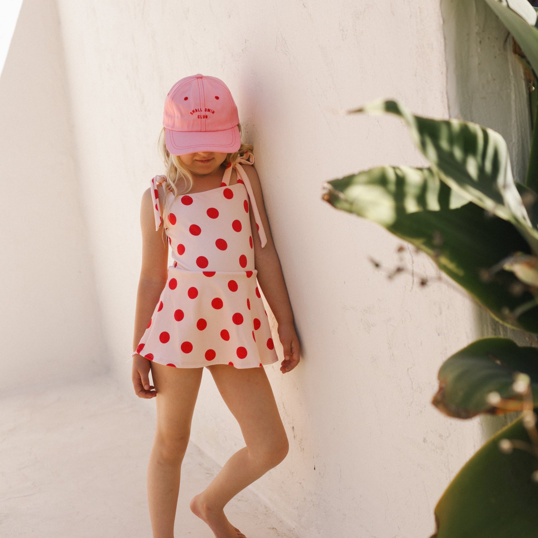SMALL SWIM CLUB RED POLKA SWIM DRESS